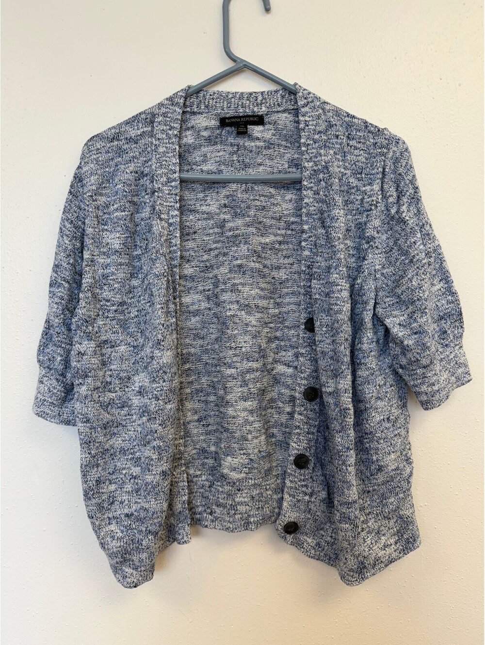 Banana Republic XL Blue and White Marled Cardigan Sweater